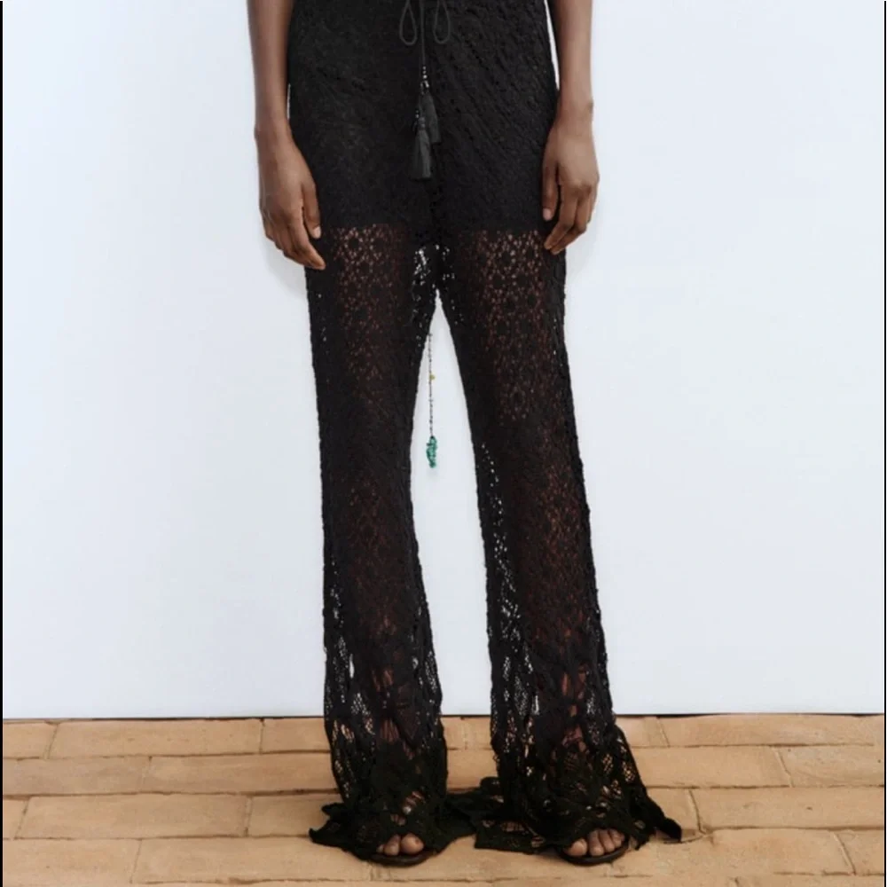 Zara crochet flared knit pants with tassels and beads - Picture 16 of 16